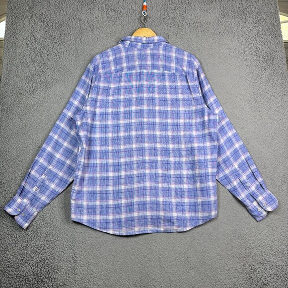 Untuckit Shirt Men XL Blue Tartan Plaid Wrinkle-Resistant Linen Slim Fit Berardo - Picture 8 of 11